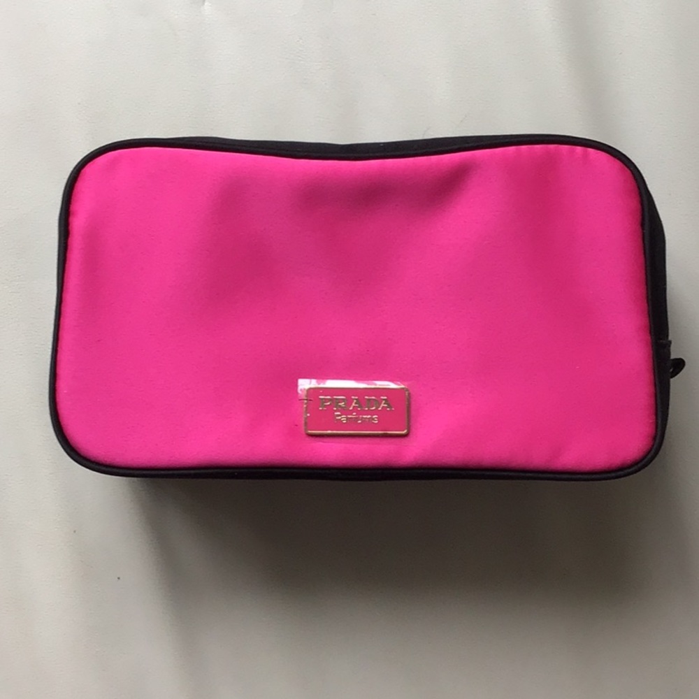 PRADA FUSHIA PINK SATIN POUCH - Picture 2 of 5